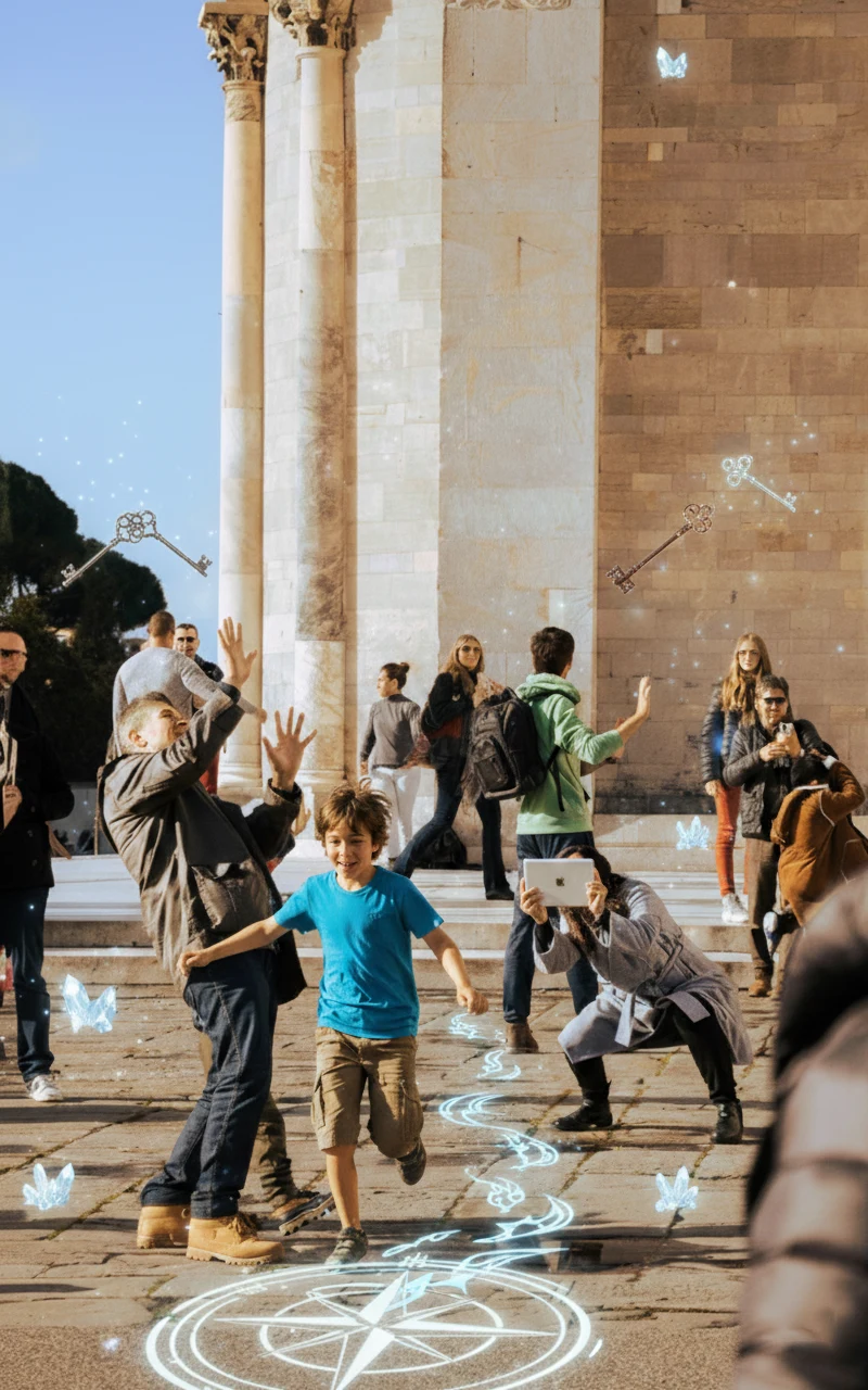 Familias jugando con niños a un escape room el aire libre en sevilla o málaga