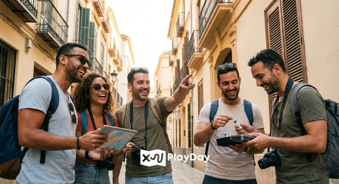 chicos haciendo un escape room en la calle en Málaga